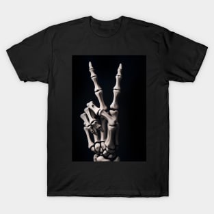 Skeleton human peace sign T-Shirt